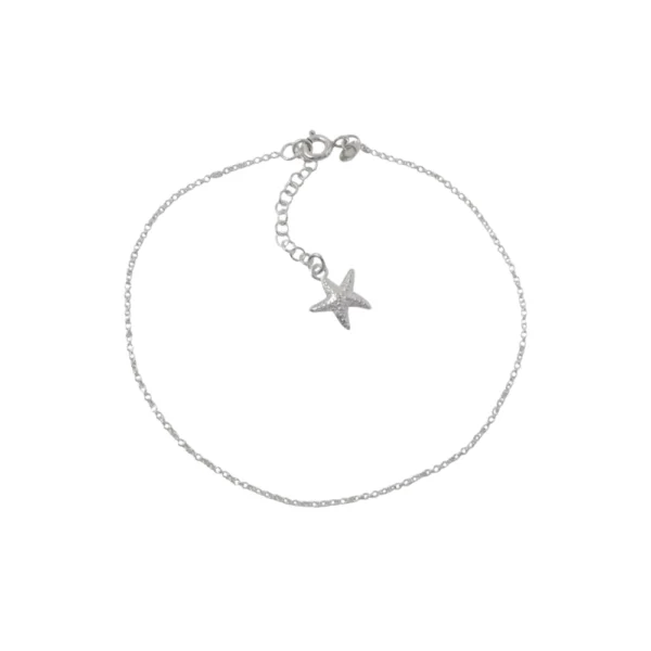 Tobillera de Plata 925 Cadena Lisa Rolo Estrella Derecha Tobillera de Plata 925 Cadena Lisa Rolo Estrella Derecha