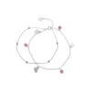 Tobillera de Plata Doble Cadena con Corazones y Circones