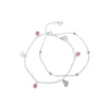 Tobillera de Plata Doble Cadena con Corazones y Circones Derecha