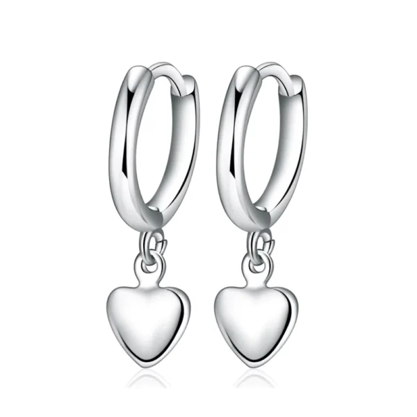 Aros Plata Argolla Colgante Corazon