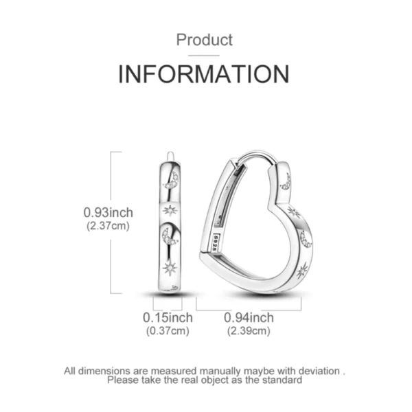 Aros Plata Corazon Diseños Luna y Estrellas Detalles Aros Plata Corazon Diseños Luna y Estrellas Detalles