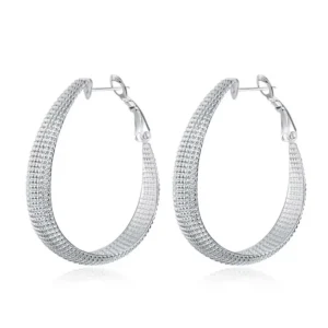 Aros Plata En U Facetado 40 mm