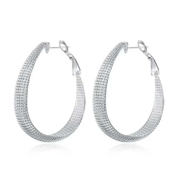 Aros Plata En U Facetado 40 mm Aros Plata En U Facetado 40 mm