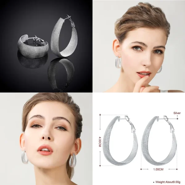 Aros Plata En U Facetado 40 mm Detalles Aros Plata En U Facetado 40 mm Detalles