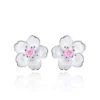 Aros Plata Flor Circon Rosa 8 mm Aros Plata Flor Circon Rosa 8 mm