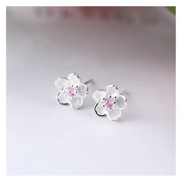 Aros Plata Flor Circon Rosa 8 mm Modelo Aros Plata Flor Circon Rosa 8 mm Modelo