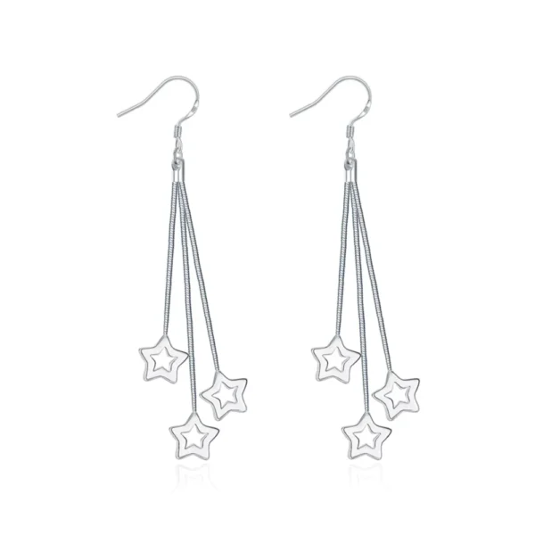 Aros Plata Pendientes Colgantes Estrellas Derecha Aros Plata Pendientes Colgantes Estrellas Derecha