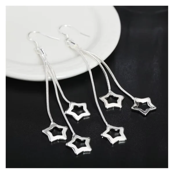 Aros Plata Pendientes Colgantes Estrellas Plato Aros Plata Pendientes Colgantes Estrellas Plato