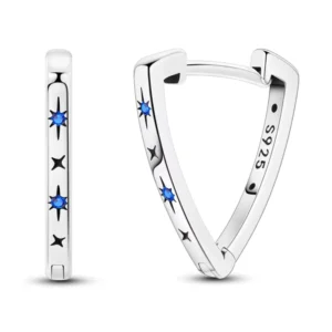 Aros Plata Triangular Estrellas Circon