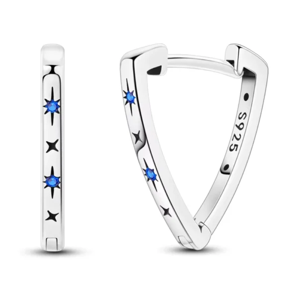 Aros Plata Triangular Estrellas Circon