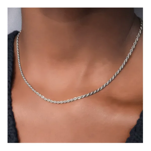 Cadena Plateada Acero Tourbillon 2 mm Cuello
