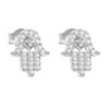 Aros De Plata 925 Mano de Fátima Con Micro Circones