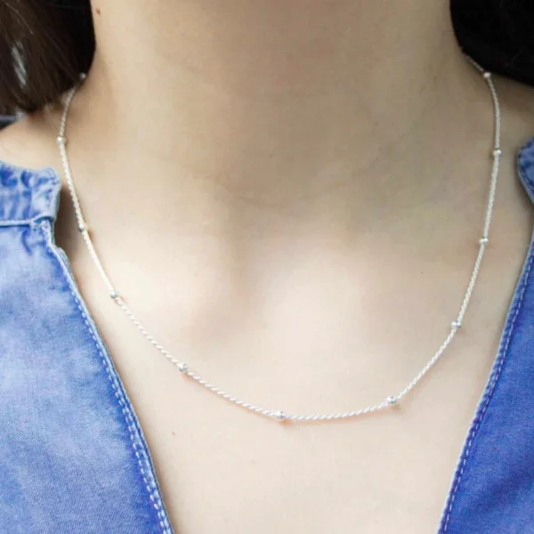 Cadena de Plata 925 Tourbillon con Esferas 50 cm Modelo