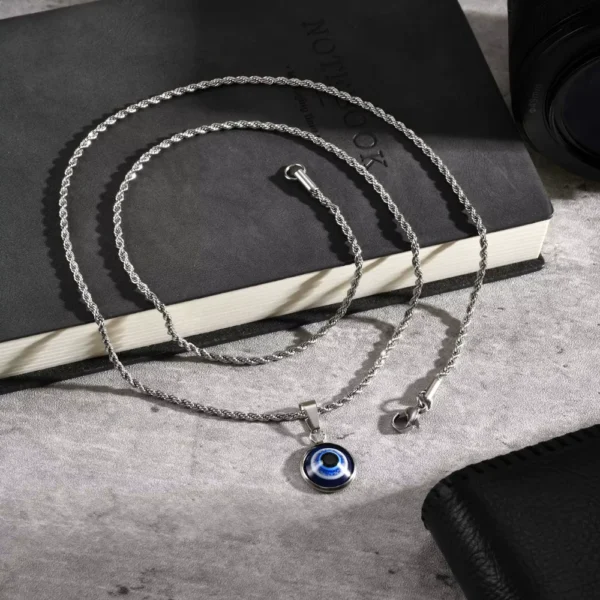 Collar Acero Tourbillon Con Amuleto Ojo Turco Completa