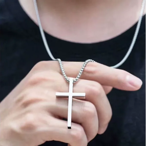 Collar De Cruz Acero 55 cm Cuello