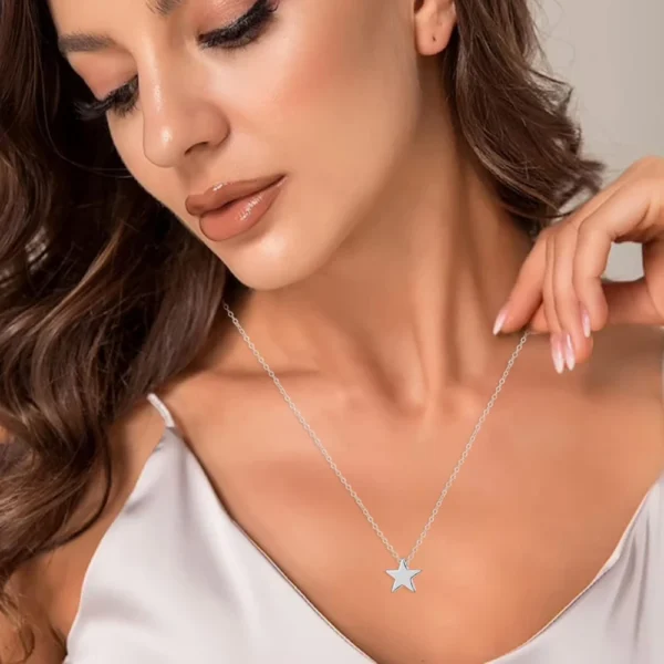 Collar Estrella Plateado De Acero 45 cm Modelo