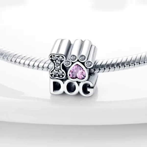 Charm Plateado I Am Dog Con Circones Pulsera