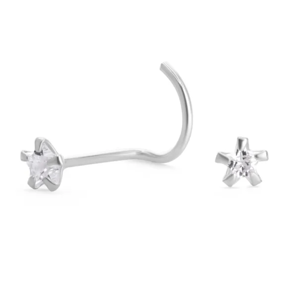 Par Piercing De Plata 925 Naríz Estrella Circón Derecha