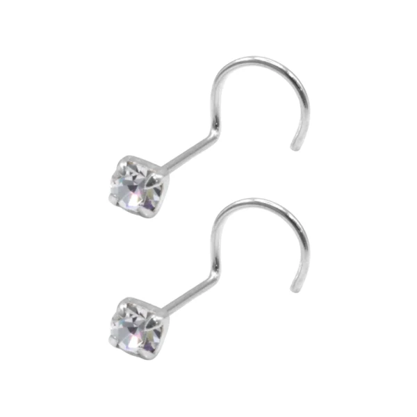 Par Piercing de Plata 925 Nariz Enroscado Circón Derecha