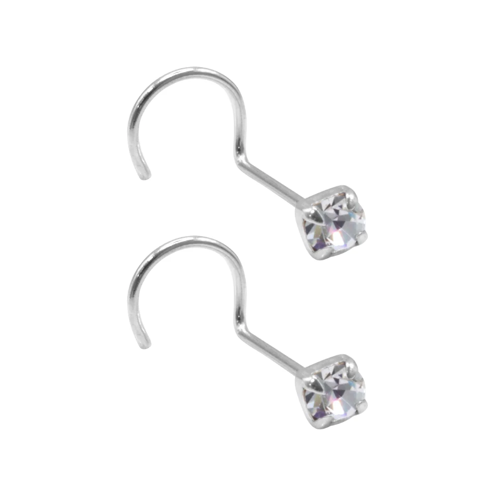 Par Piercing de Plata 925 Nariz Enroscado Circón