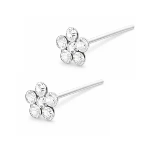 Par Piercing de Plata 925 Nariz Flor Circones Par Piercing de Plata 925 Nariz Flor Circones