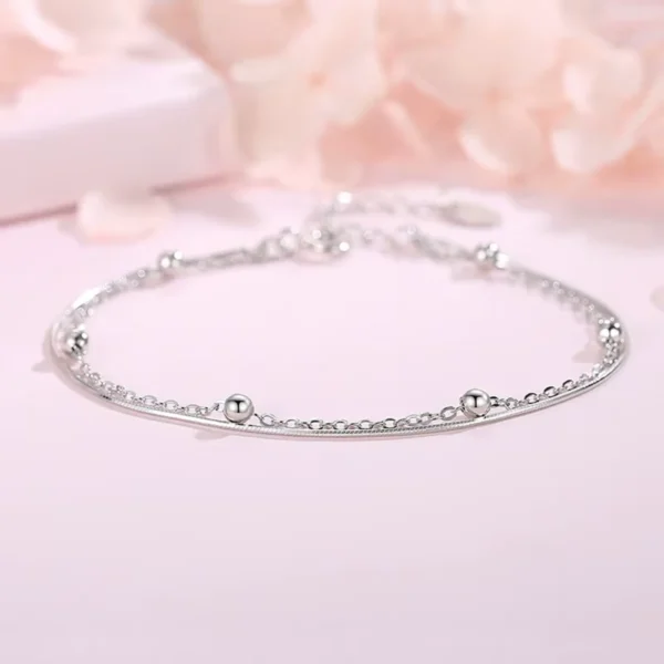 Pulsera Doble Cadena Esferas Aurora Fondo