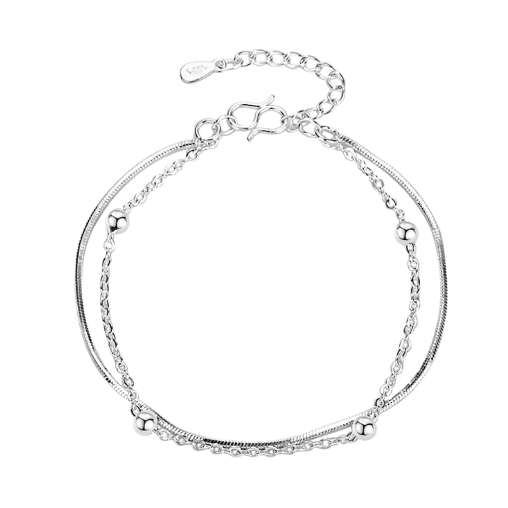 Pulsera Doble Cadena Esferas Aurora