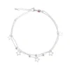 Tobillera Plateada Con Estrellas Colgantes