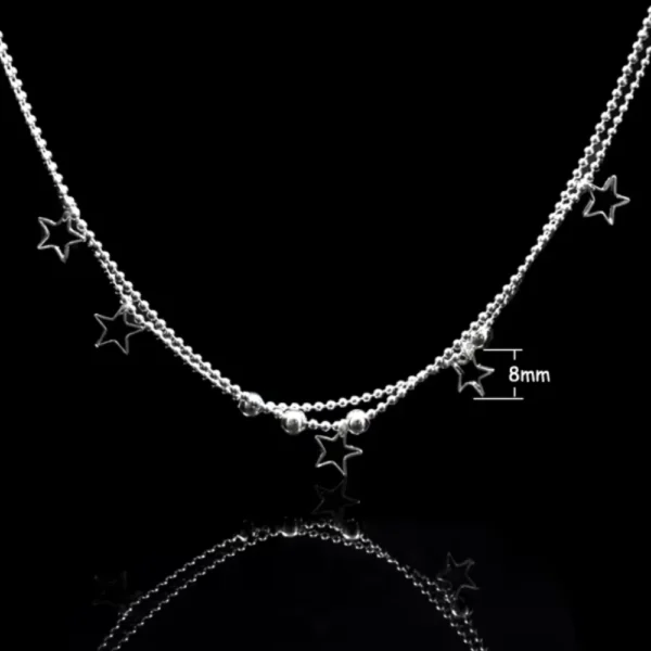 Tobillera Plateada Con Estrellas Colgantes Estrella Medida
