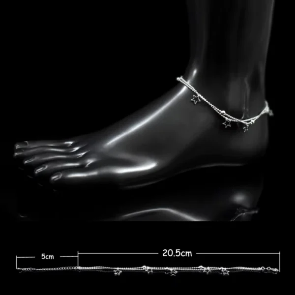 Tobillera Plateada Con Estrellas Colgantes Exhibicion