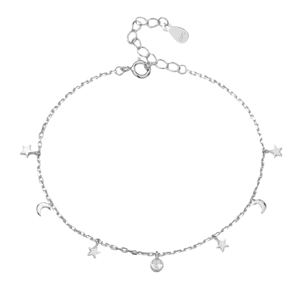 Tobilleras Cadena Con Colgantes Estrellas y Lunas