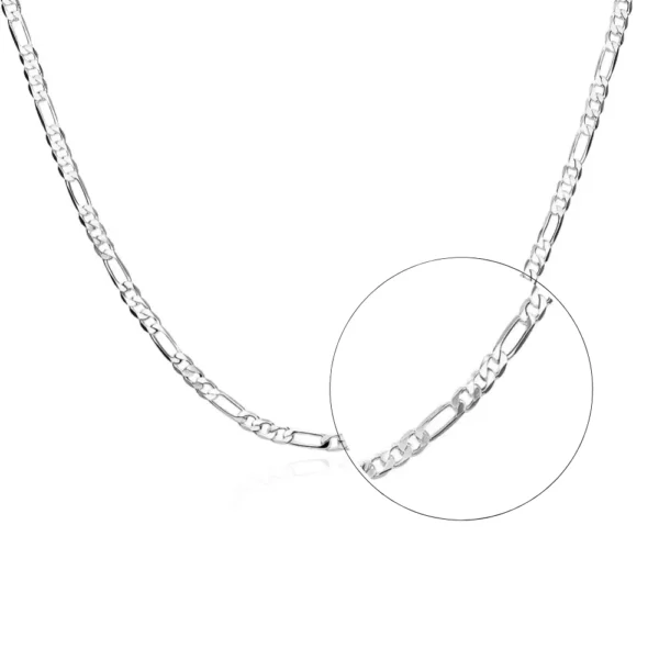 Cadena Tipo Fígaro Color Plateado 4 mm Lupa