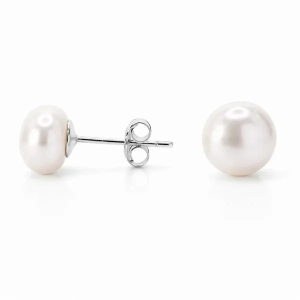 Aros De Plata 925 Perla Achatada 12 mm Derecha