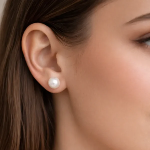 Aros De Plata 925 Perla Achatada 12 mm Modelo