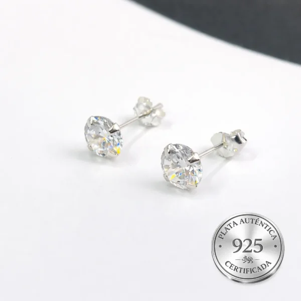 Aros Plata 925 Circón 6 mm Real