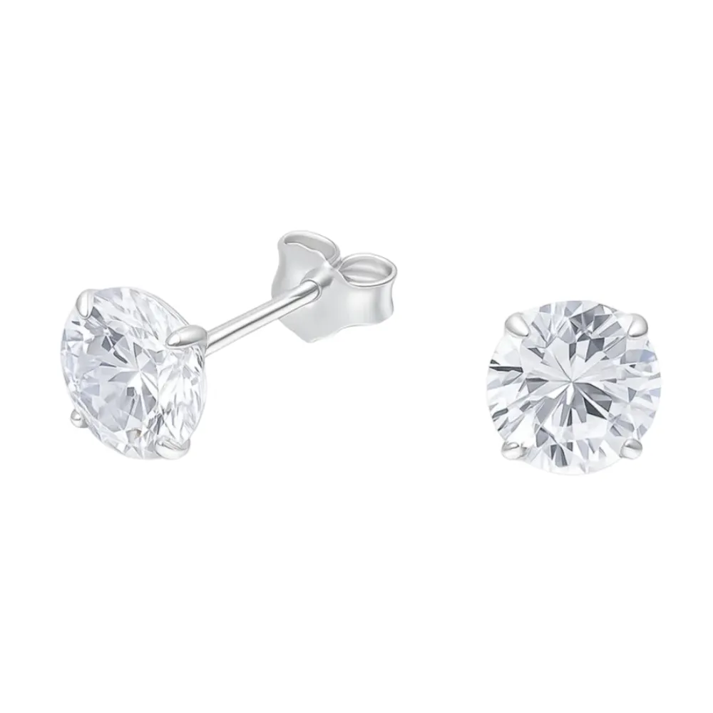 Aros Plata 925 Circón 6 mm