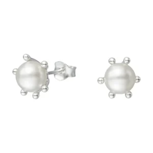 Aros Plata 925 Pistilo Con Perla 6 mm