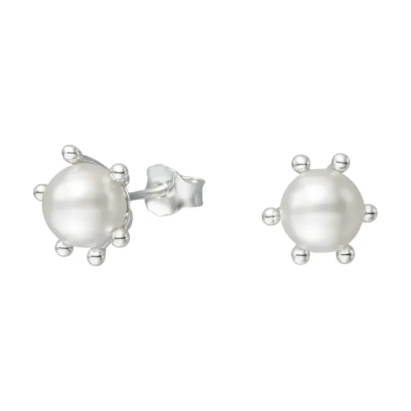 Aros Plata 925 Pistilo Con Perla 6 mm