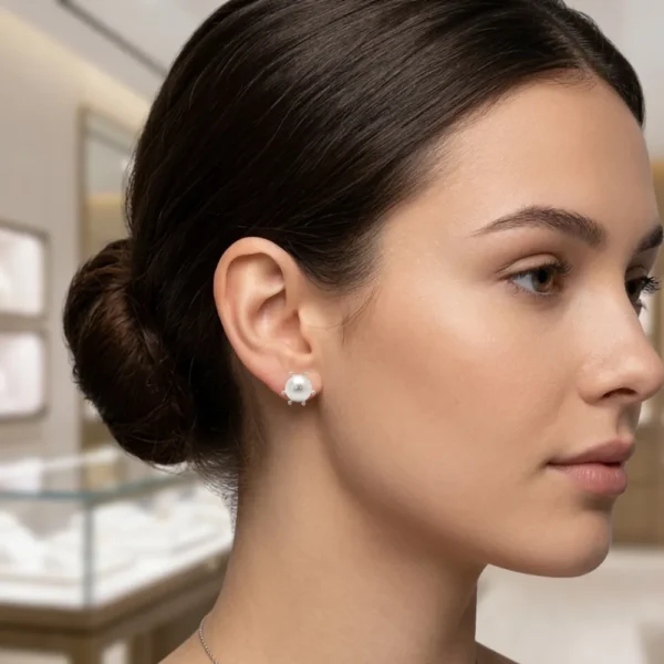 Aros Plata 925 Pistilo Con Perla 6 mm Modelo