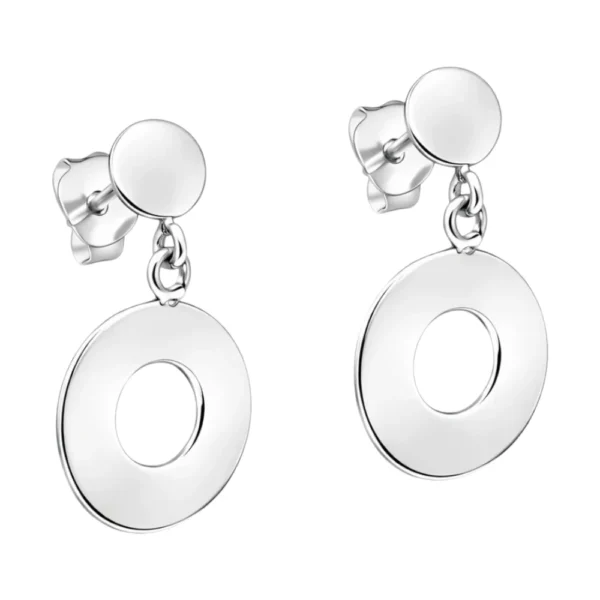 Aros De Plata 925 Colgantes Doble Círculo Derecha