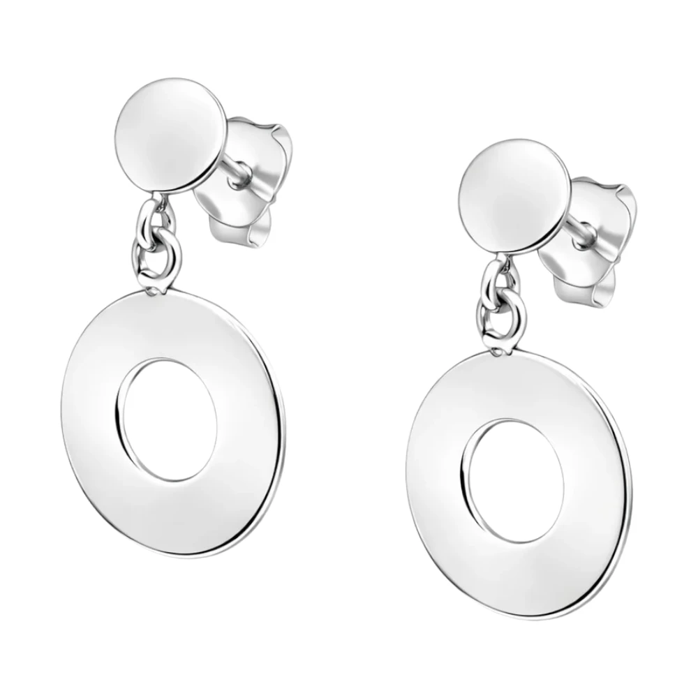 Aros De Plata 925 Colgantes Doble Círculo