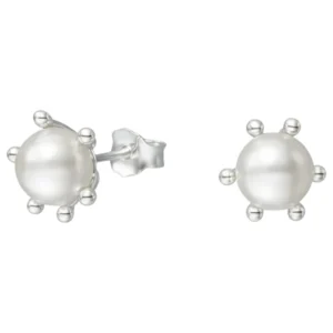 Aros de Plata 925 Pistilo con Perla 10 mm Aros de Plata 925 Pistilo con Perla 10 mm