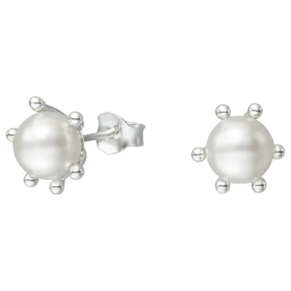 Aros de Plata 925 Pistilo con Perla 10 mm Aros de Plata 925 Pistilo con Perla 10 mm