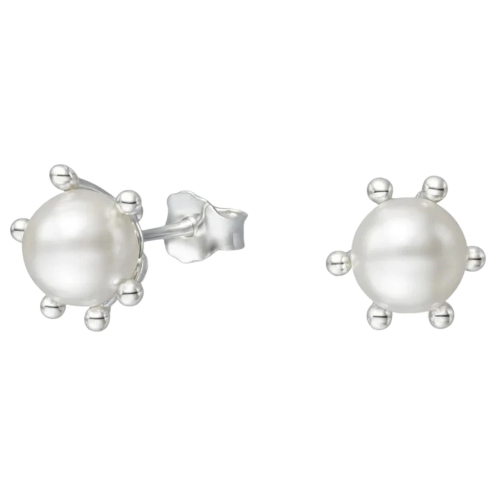 Aros de Plata 925 Pistilo con Perla 10 mm
