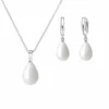 Conjunto Collar y Aros con Perla Gota de Agua Conjunto Collar y Aros con Perla Gota de Agua
