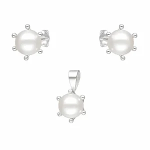 Conjunto de Plata 925 Pistilo con Perlas 8 mm Conjunto de Plata 925 Pistilo con Perlas 8 mm
