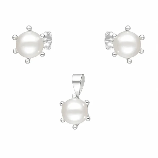 Conjunto de Plata 925 Pistilo con Perlas 8 mm Conjunto de Plata 925 Pistilo con Perlas 8 mm