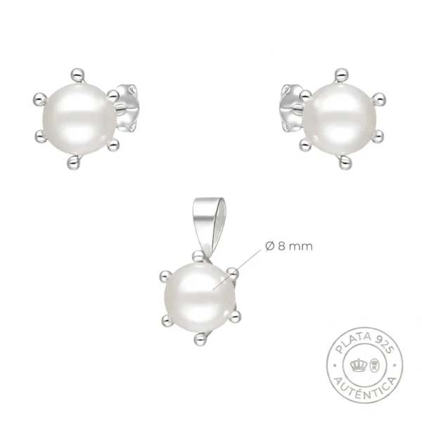 Conjunto de Plata 925 Pistilo con Perlas 8 mm Caracteristicas Conjunto de Plata 925 Pistilo con Perlas 8 mm Caracteristicas
