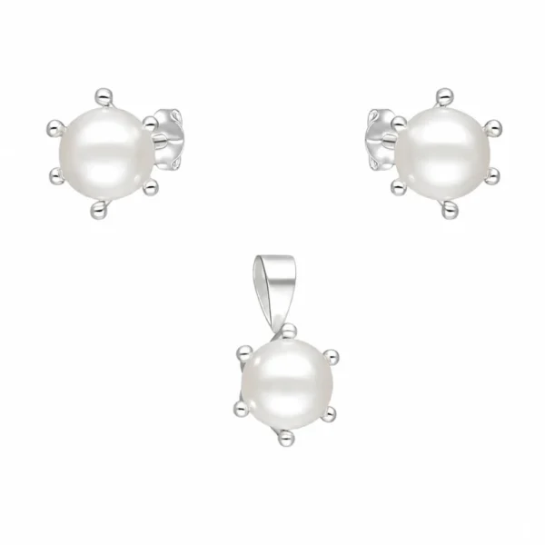 Conjunto de Plata 925 Pistilo con Perlas 8 mm Derecha Conjunto de Plata 925 Pistilo con Perlas 8 mm Derecha