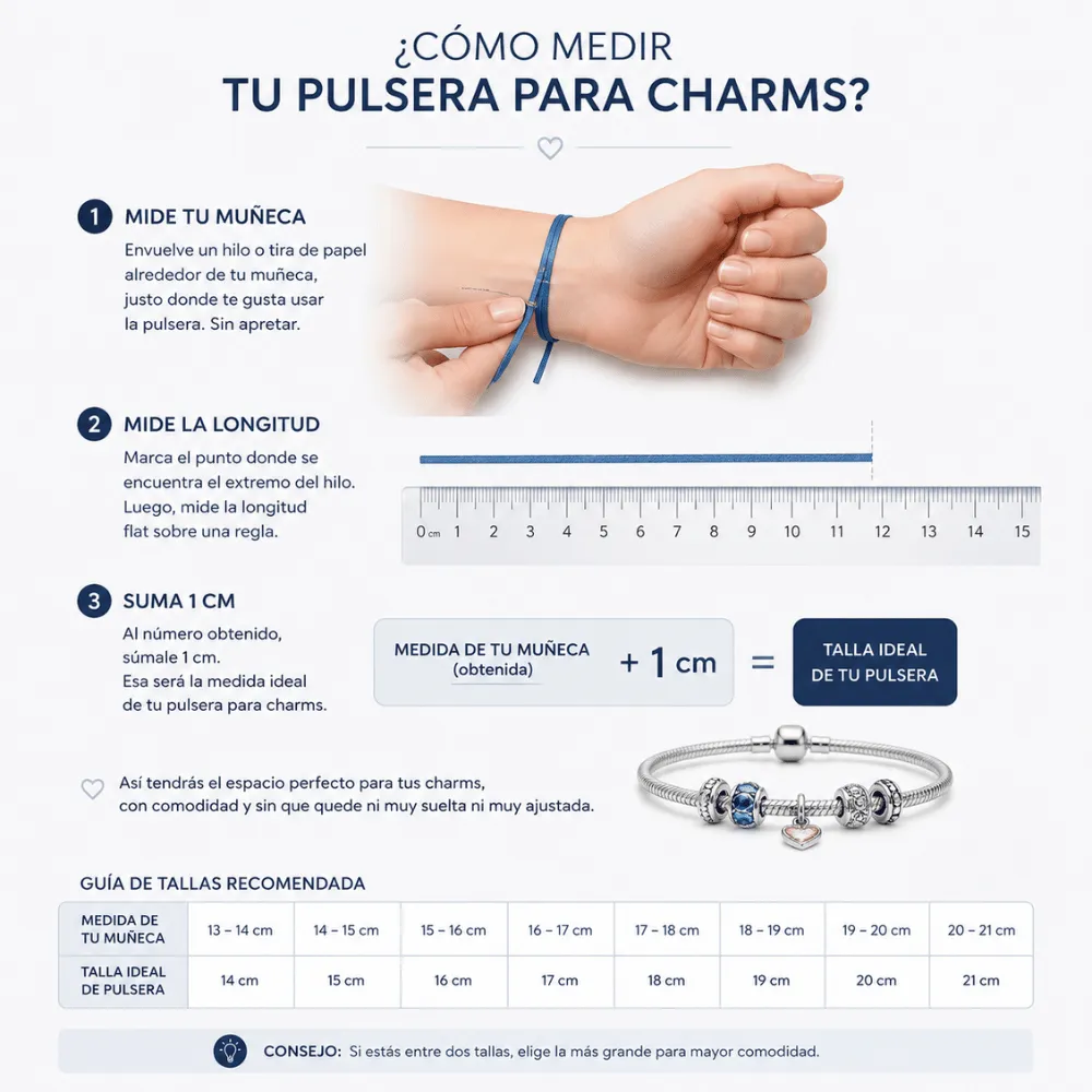cómo medir la muñeca para elegir una pulsera para charms